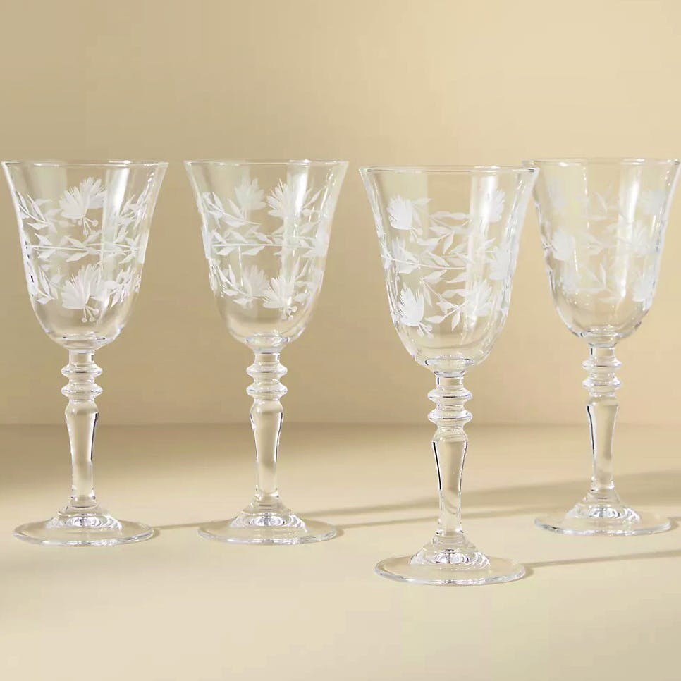 Anthropologie Sofia Etched Wine Glasses, Set of 4, £88
