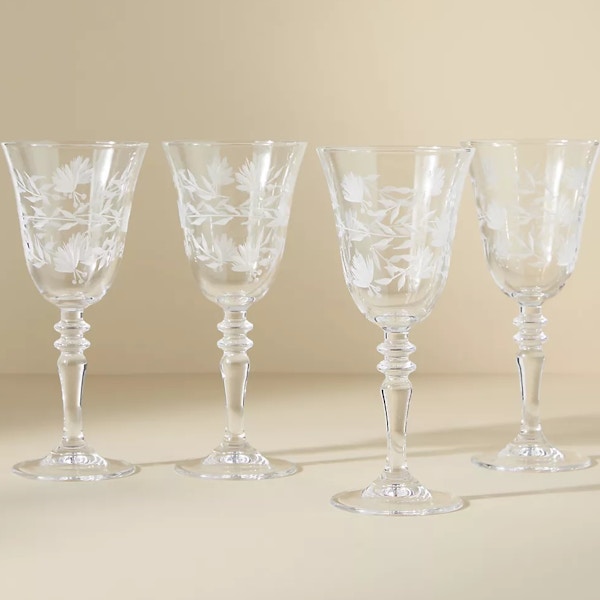 Anthropologie Sofia Etched Wine Glasses, Set of 4, £88