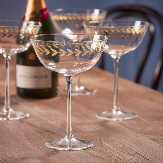 Cox & Cox Four Gold Leaf Champagne Coupes, £75