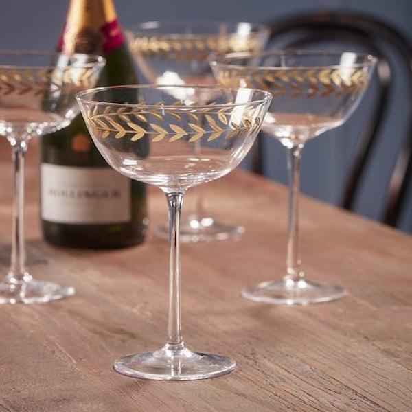 Cox & Cox Four Gold Leaf Champagne Coupes, £75