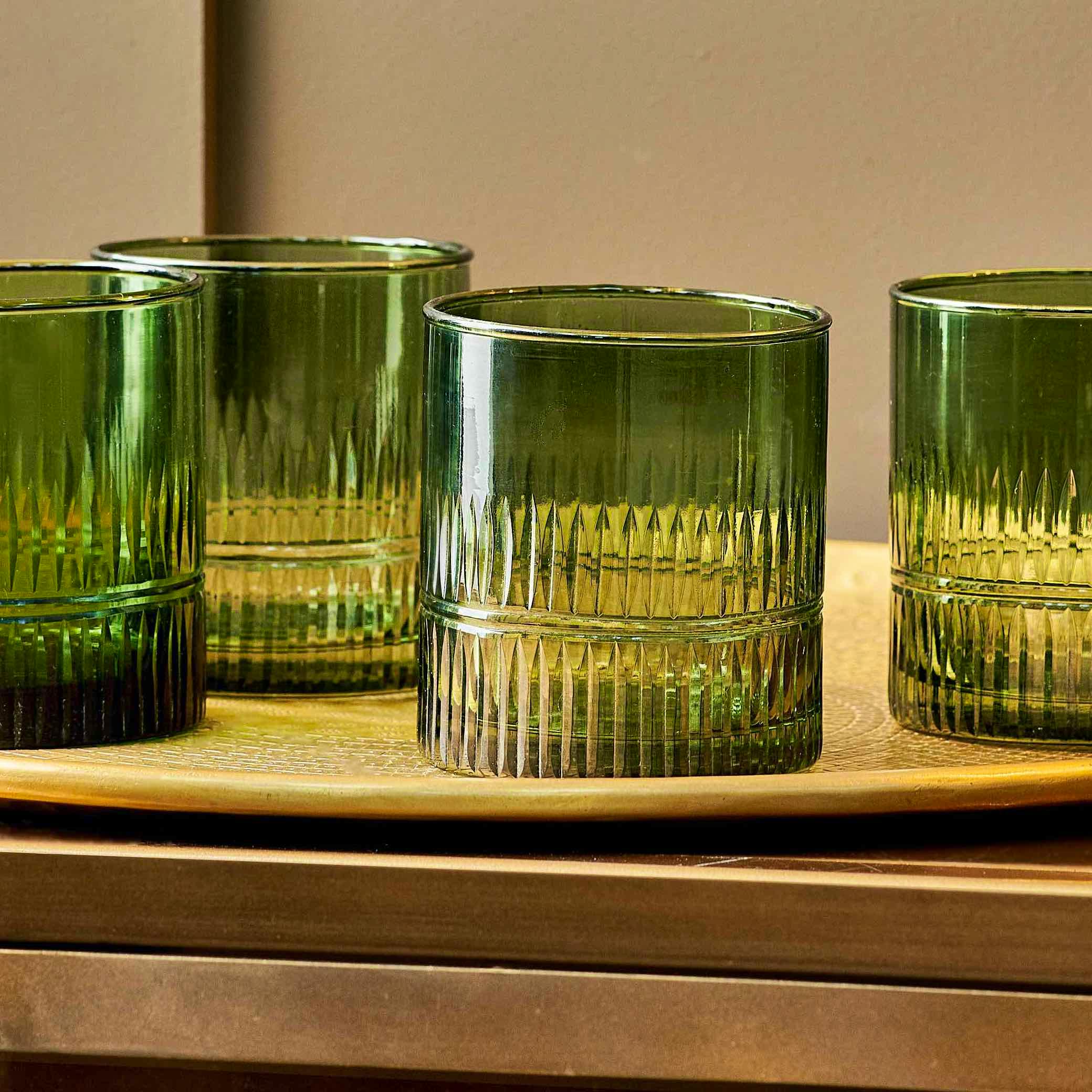 H&B Style Mila Tumbler Glass (Set of 4) Dark Emerald, £45