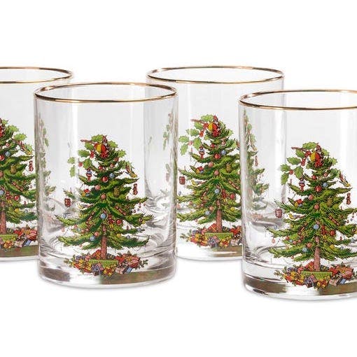 Fortnum & Mason Spode Christmas Tree Glass Tumblers, Set of 4, £39.95