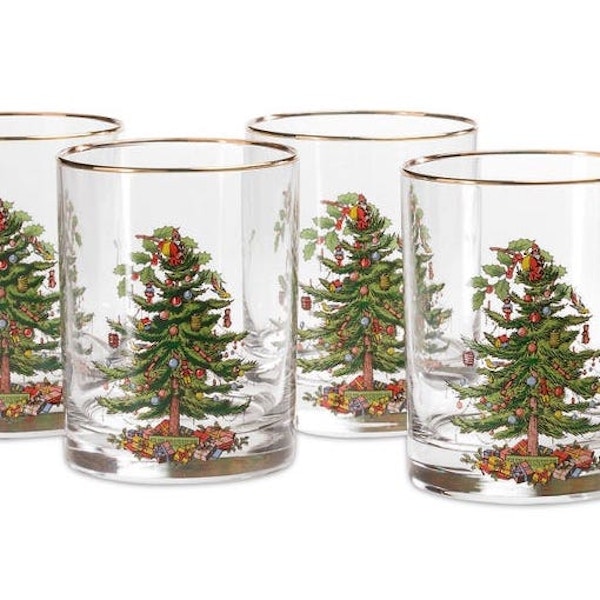 Fortnum & Mason Spode Christmas Tree Glass Tumblers, Set of 4, £39.95