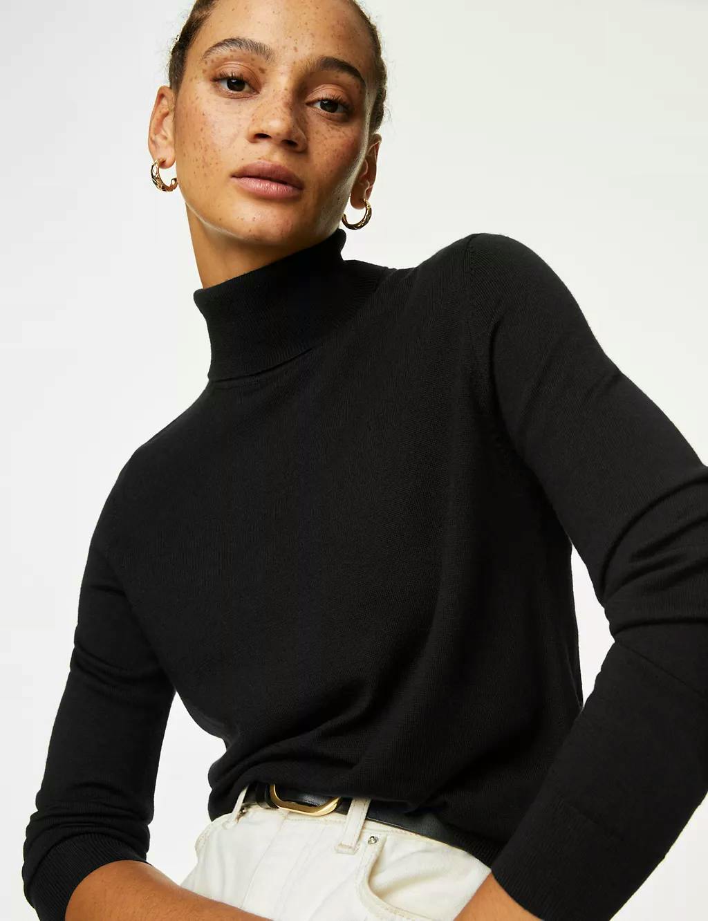 M&S Pure Merino Wool Roll Neck Jumper, £35