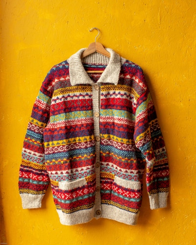 The India Shop Hand Knitted Wool 'Fairisle' Cardigan, £99.95