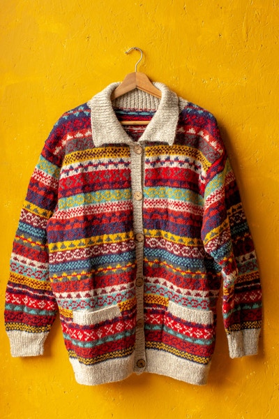 The India Shop Hand Knitted Wool 'Fairisle' Cardigan, £99.95