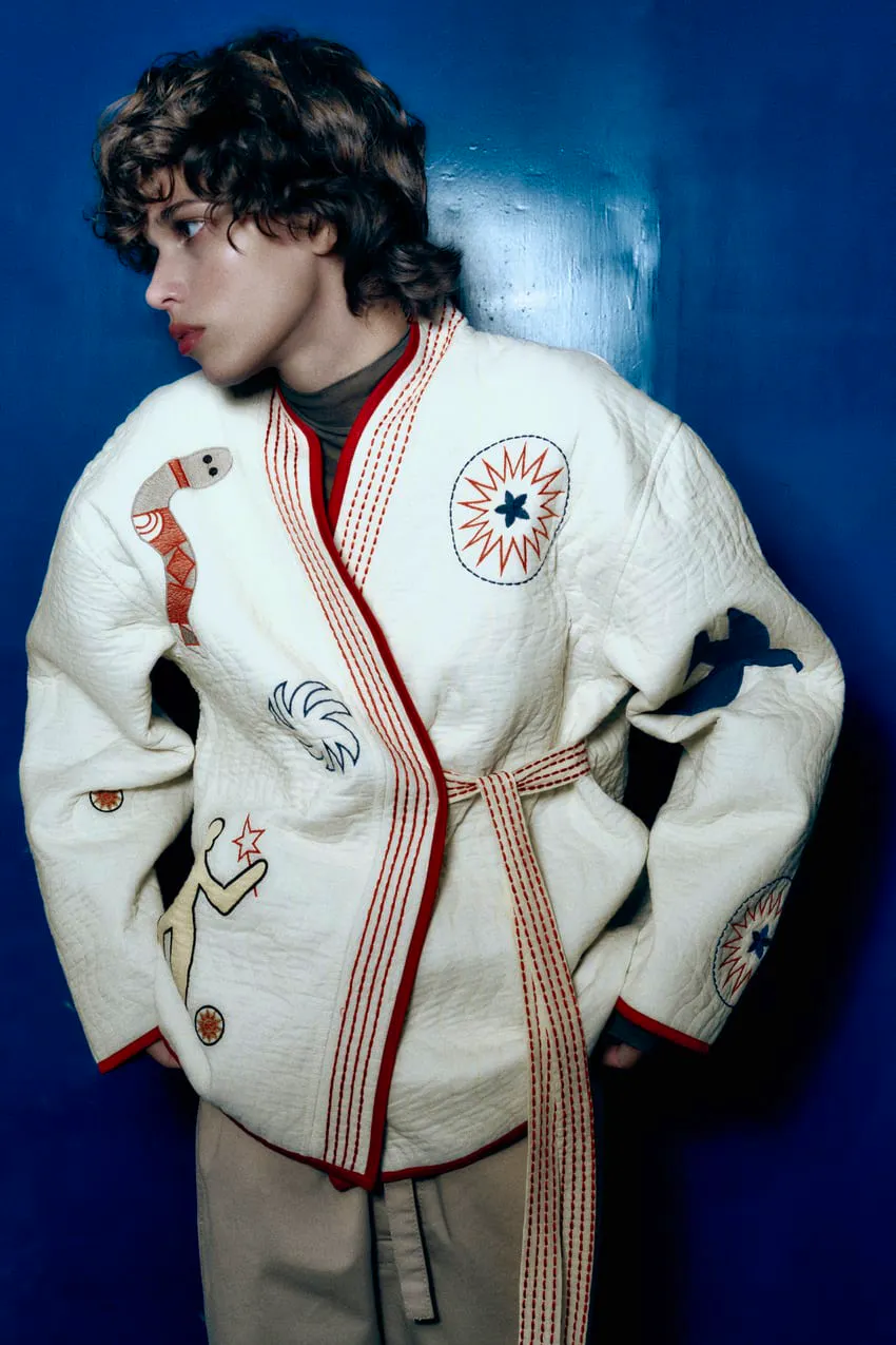 Zara Quilted Kimono With Embroidery, £69.99