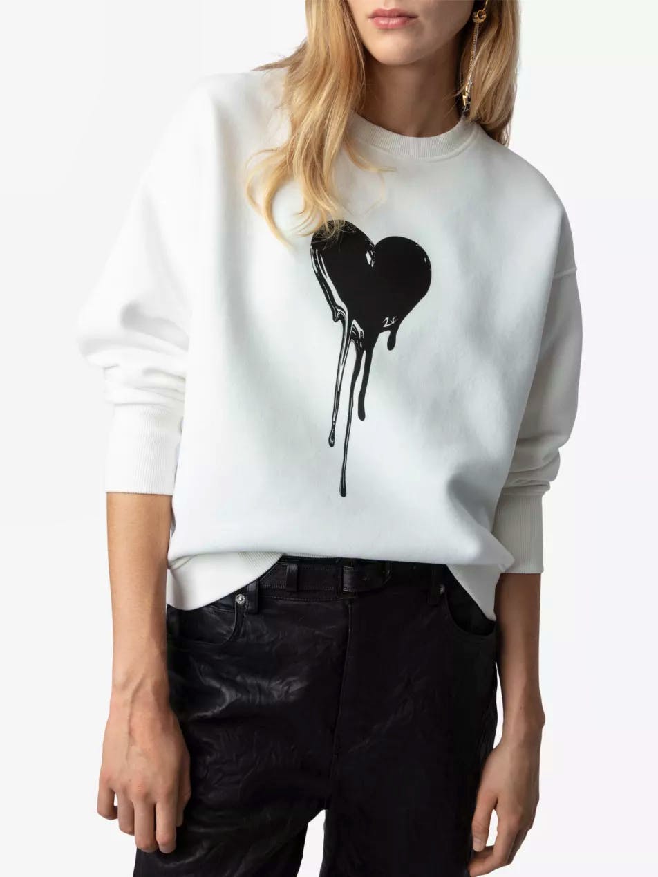 Zadig & Voltaire Oscar Heart-Print Long-Sleeve Cotton-Jersey Sweatshirt, £210