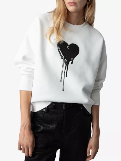 Zadig & Voltaire Oscar Heart-Print Long-Sleeve Cotton-Jersey Sweatshirt, £210