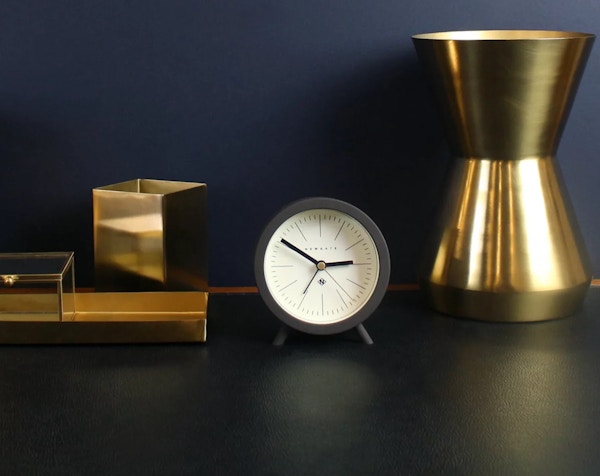 Newgate Clocks Fred Mid-Century Modern Silent Sweep Alarm Clock, Chocolate Black  Copy