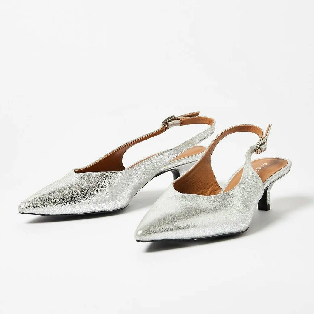 Oliver Bonas Silver Leather Heeled Slingbacks, £95