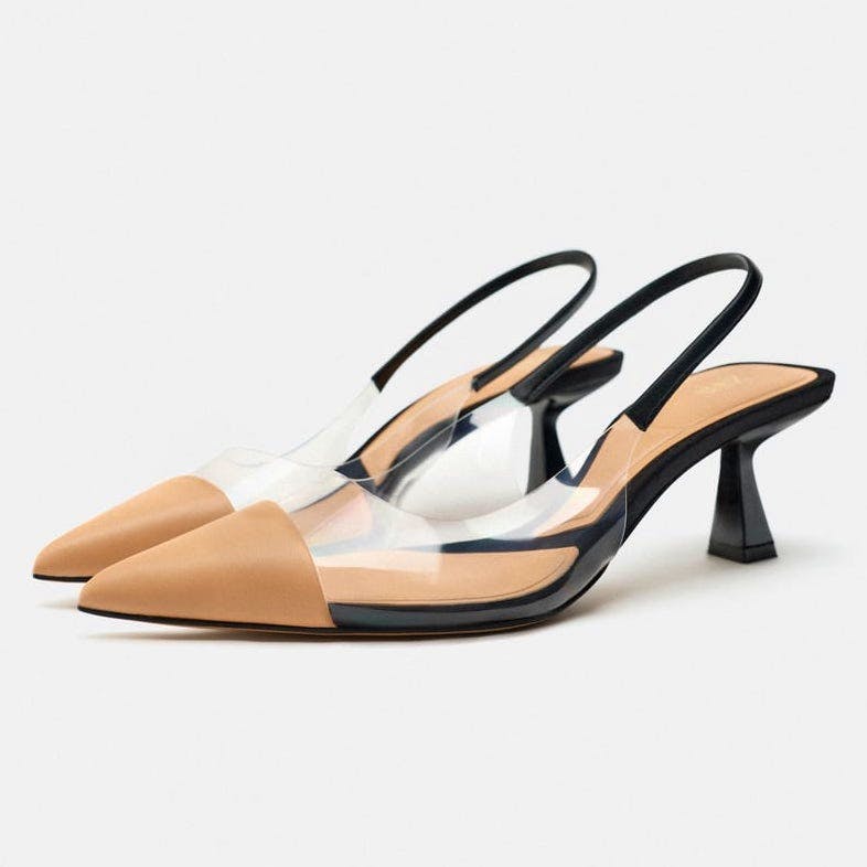 Zara Vinyl Heel Slingback Shoes, NOW £25.99 (Was £35.99)