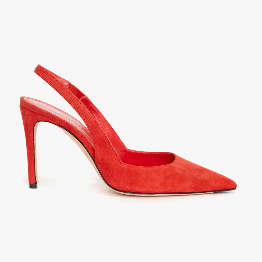 Victoria Beckham V Cut Slingback Pump In Orange Suede, NOW £287.50 (Was £575)