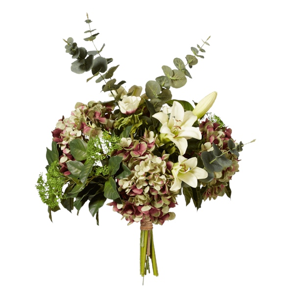 Faux Easter Lily, Anemone, Hydrangea And Eucalyptus Bunch - Multi 