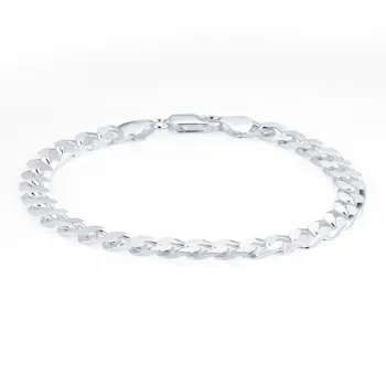 Sterling Silver Mens 8 Inch Square Link Curb Bracelet