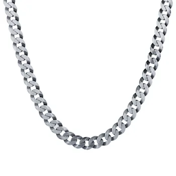 Sterling Silver Mens 20 Inch Oxidised 7.9mm Curb