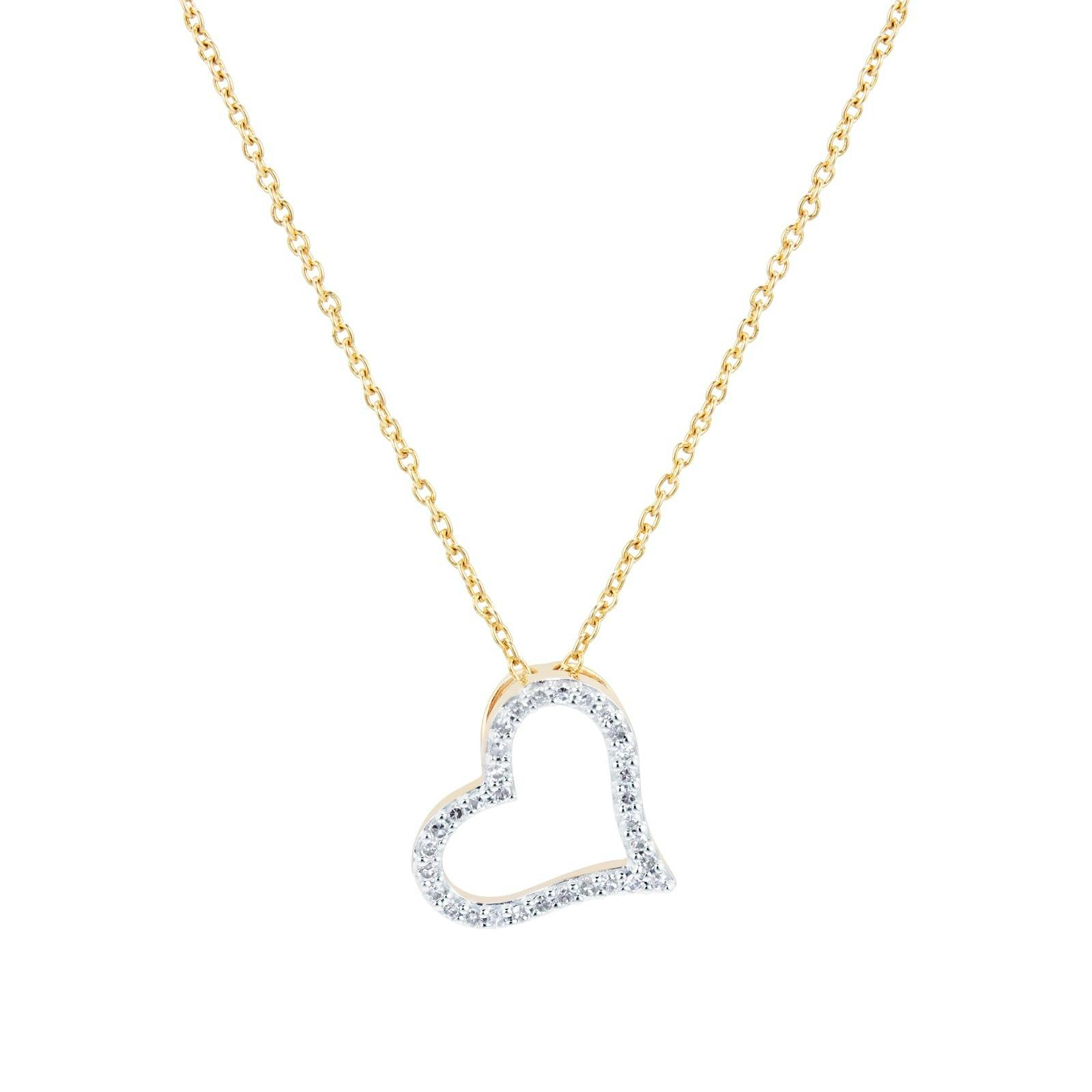 9ct Yellow Gold 0.10cttw Heart Pendant £200 (Was £400)