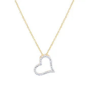 9ct Yellow Gold 0.10cttw Heart Pendant
