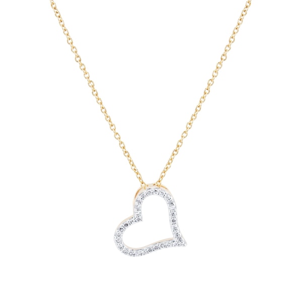 9ct Yellow Gold 0.10cttw Heart Pendant £200 (Was £400)