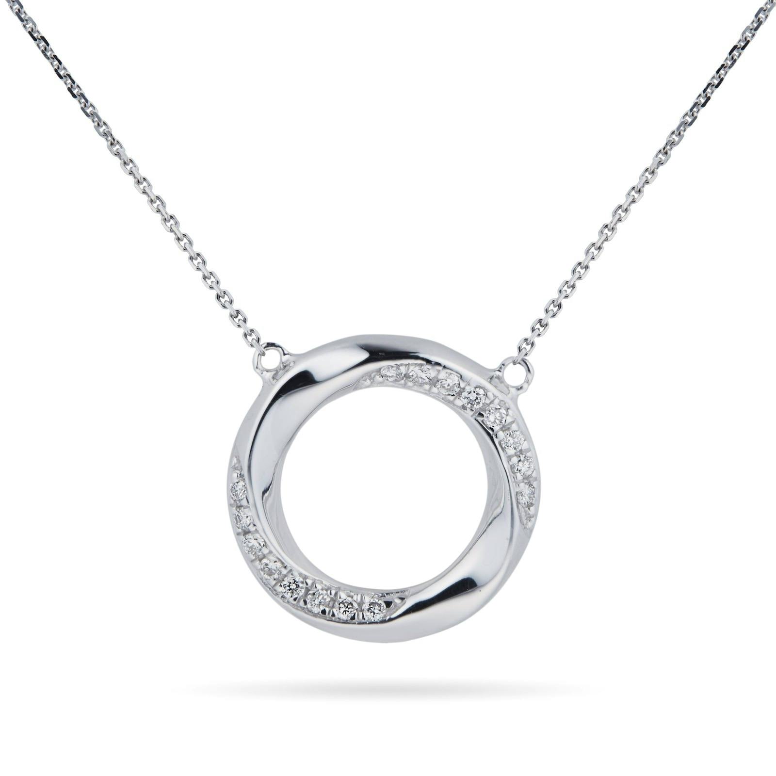 9ct White Gold 0.04 Carat Total Weight Diamond Circle Pendant £200