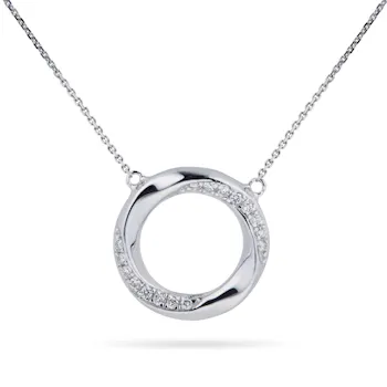 9ct White Gold 0.04 Carat Total Weight Diamond Circle Pendant