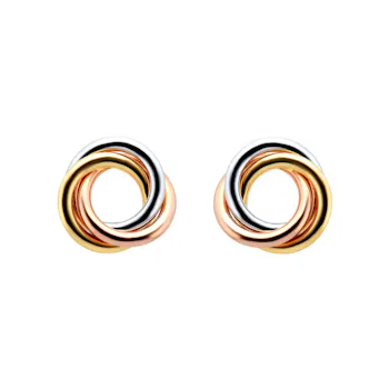 18ct Tri Colour Stud Earrings