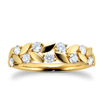 9ct Yellow Gold 0.50cttw Diamond Floral Band
