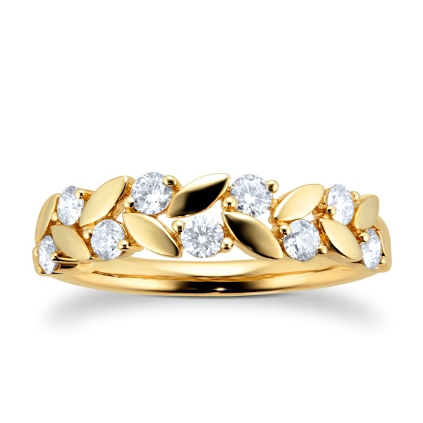 9ct Yellow Gold 0.50cttw Diamond Floral Band £1,000