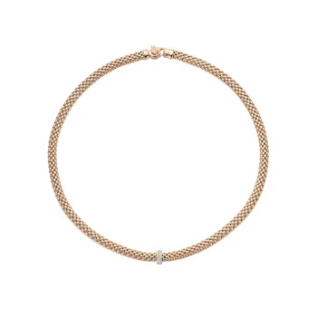Fope 18ct Rose & White Gold Flex'it Vendome 0.10cttw Diamond Necklace