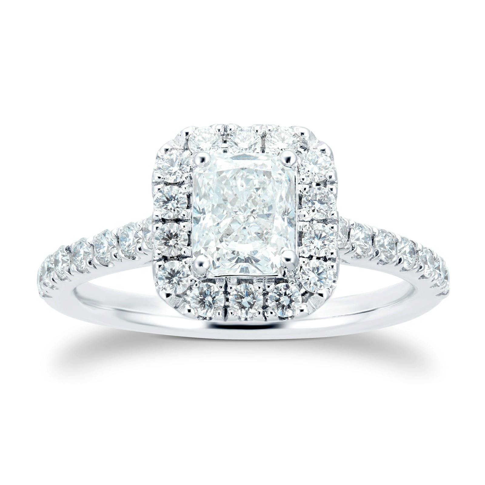 Platinum 1.50cttw Diamond Radiant Cut Halo Ring £10,500