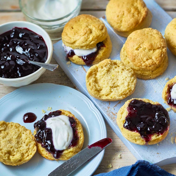 Lemon Scones with Coconut Cream A vegan twist on an afternoon favourite with a zingy lemon hint. <I>Tesco</I>