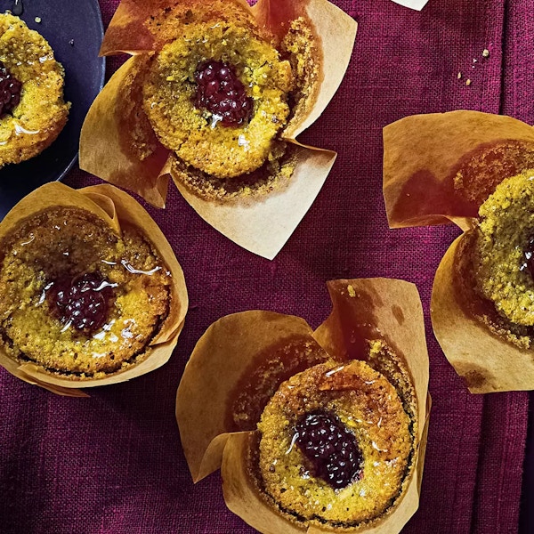 Blackberry & Pistachio Friands Delicate, fragrant and perfect with a cup of Earl Grey. <I>Waitrose</I>