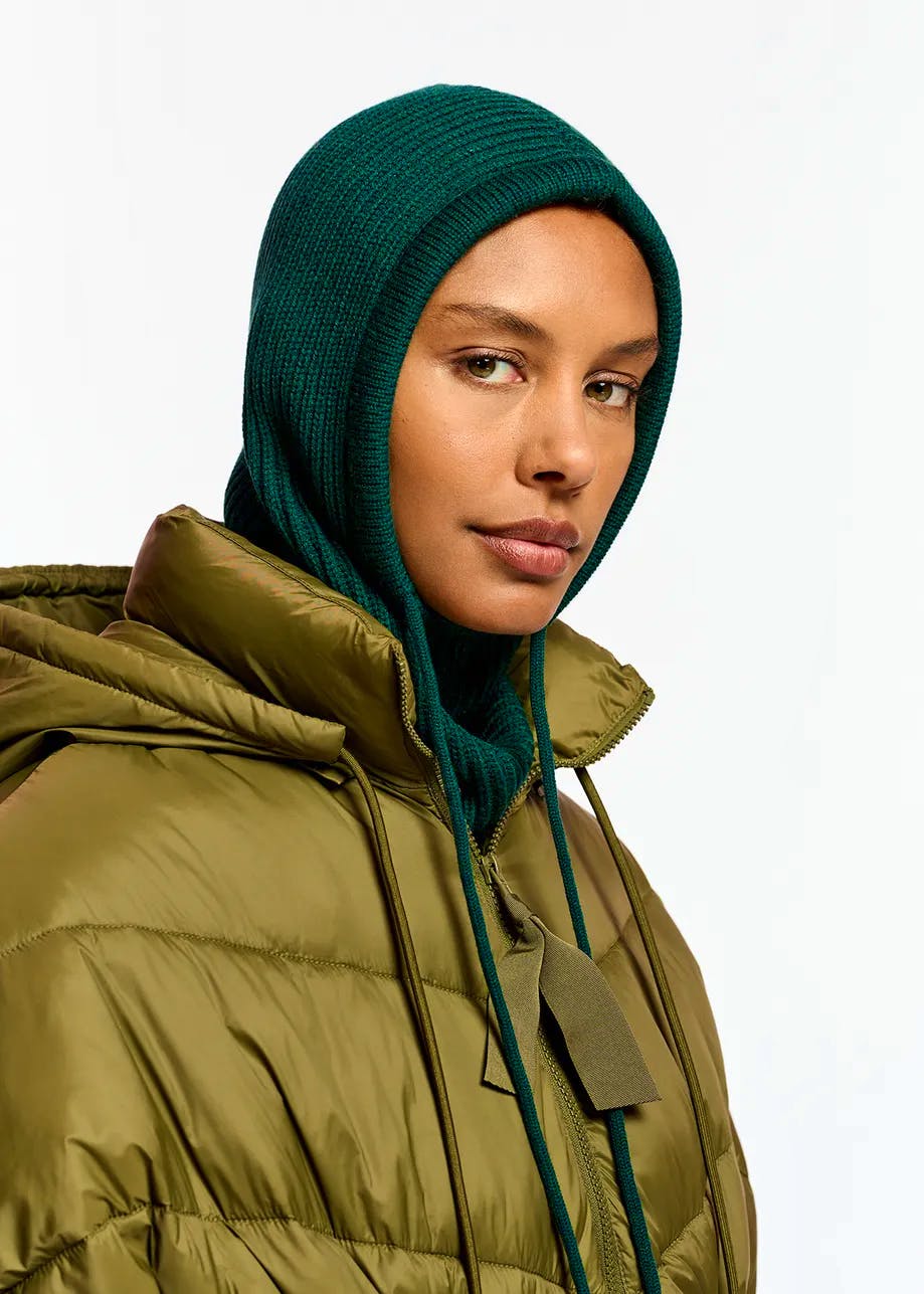 Essentiel Antwerp Dark Green Rib-Knitted Balaclava, £45