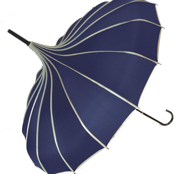 Amazon Ribbed Pagoda Navy Umbrella, £24.75