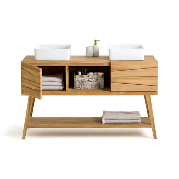 Kito Solid Teak Double Sink Unit
