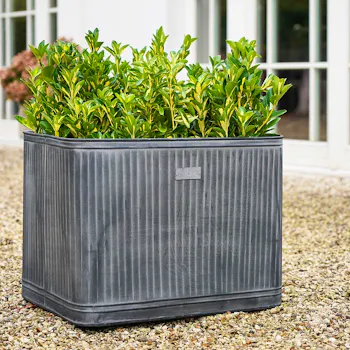 Outdoor Hampton Rectangular Galvanised Metal Planter 38cm
