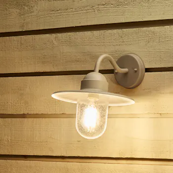 Taupe and Clear Glass Fisherman Style Outdoor Wall Light