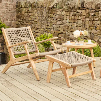 Lounge Chair & Hocker Footstool Garden Furniture Set
