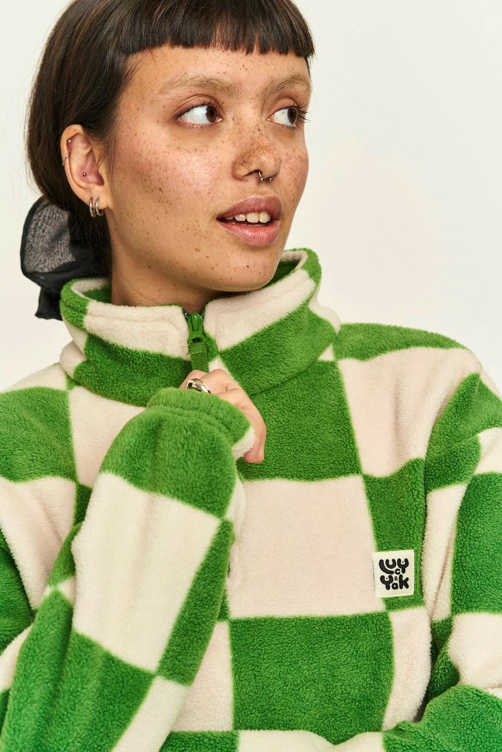 Lucy & Yak Stevie Fleece: Recycled Bottles – Checkmates, £68