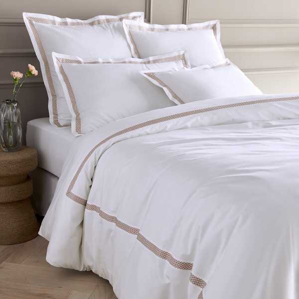 Maella Embroidered 100% Organic Cotton Percale 200 Thread Count Duvet Cover From £75