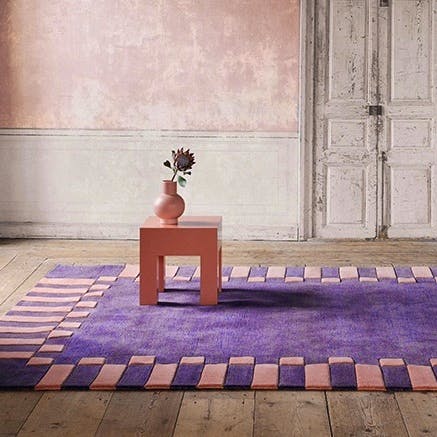 Layered Teklan Frame Wool Rug Cobalt, £740
