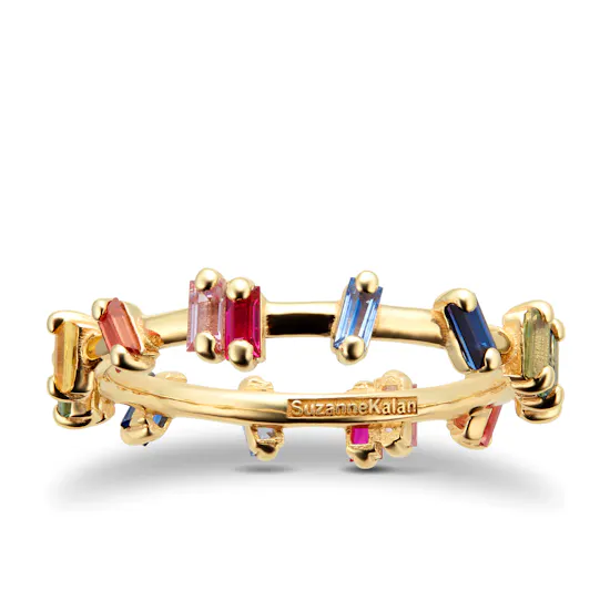 Suzanne Kalan 18ct Yellow Gold Rainbow Sapphire Barbwire Ring