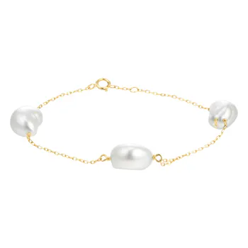 Goldsmiths 18ct Yellow Gold Baroque Pearl Bracelet