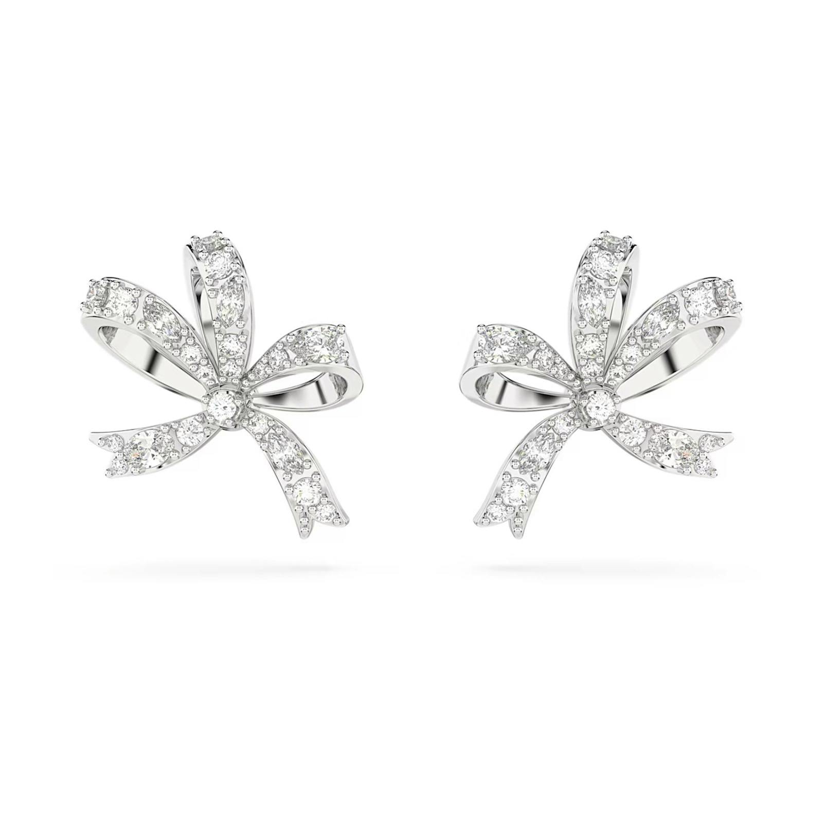 Swarovski Volta Rhodium Plated Small Bow Detail Stud Earrings £119