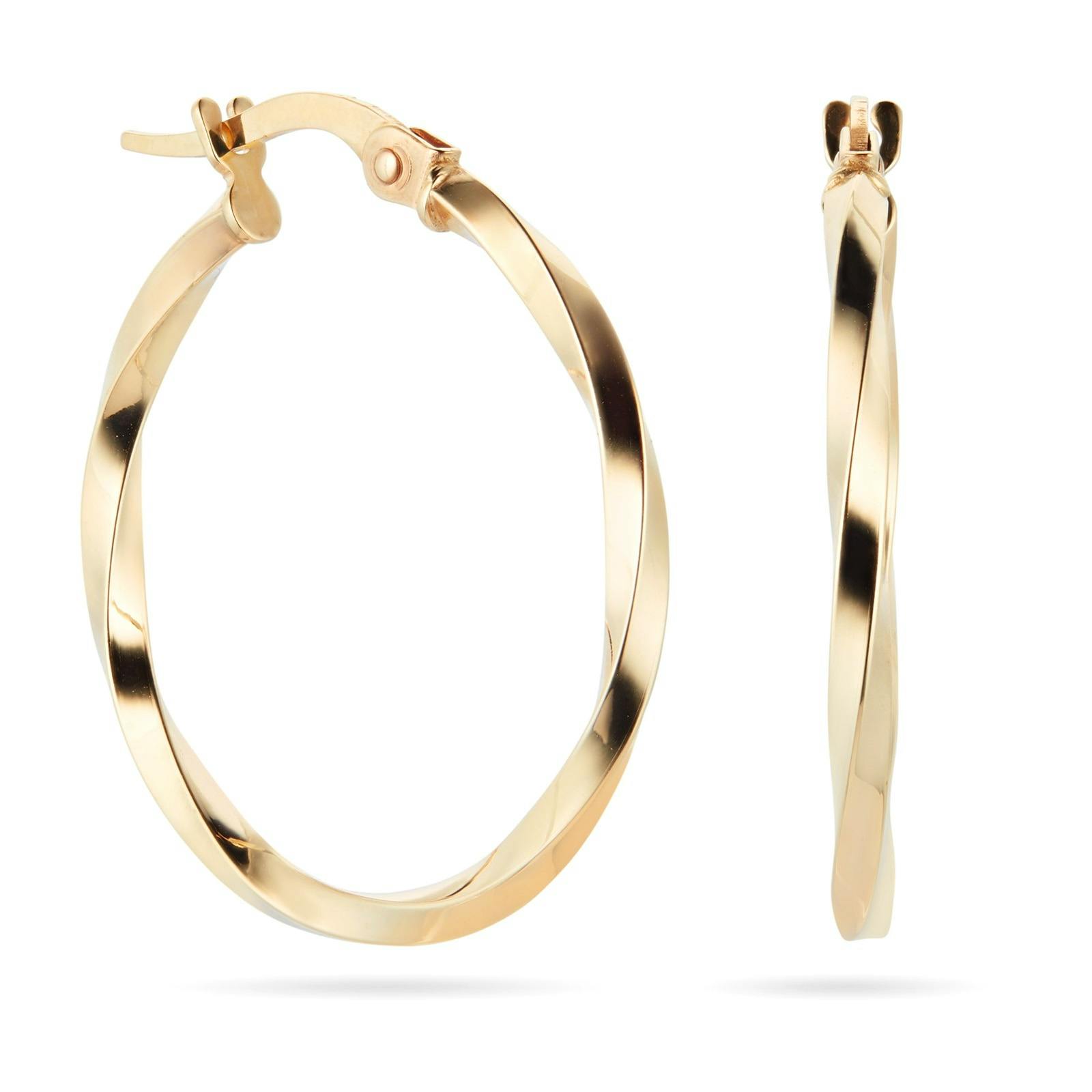 Goldsmiths 9ct Yellow Gold Fluid Twist 20mm Hoop Earrings £125