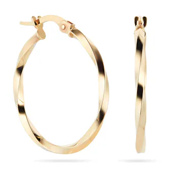 Goldsmiths 9ct Yellow Gold Fluid Twist 20mm Hoop Earrings