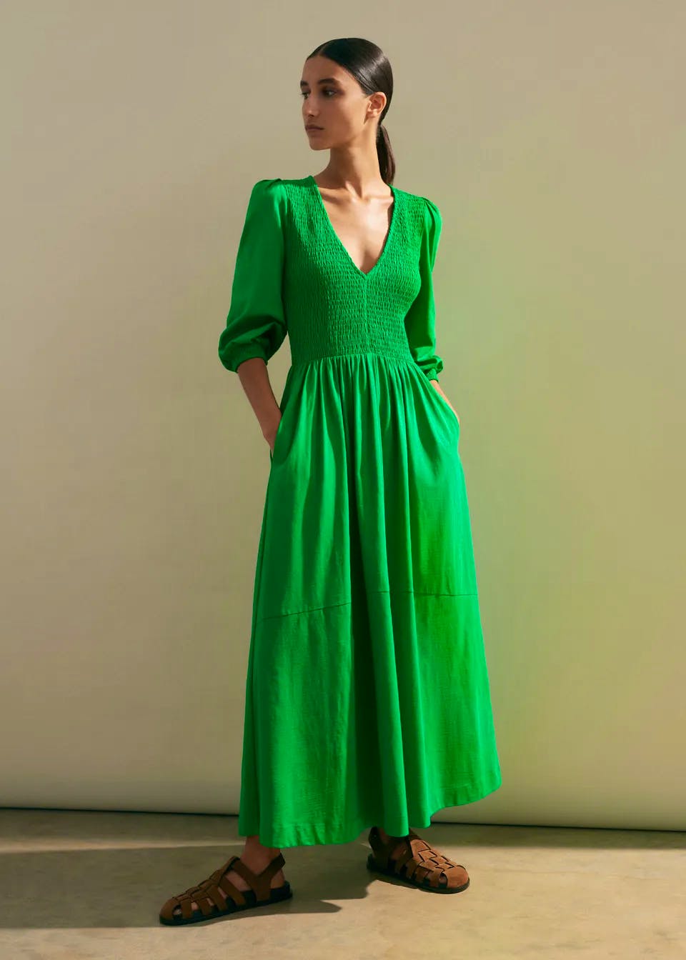 ME+EM Slub Cotton V-Neck Maxi Dress, £125