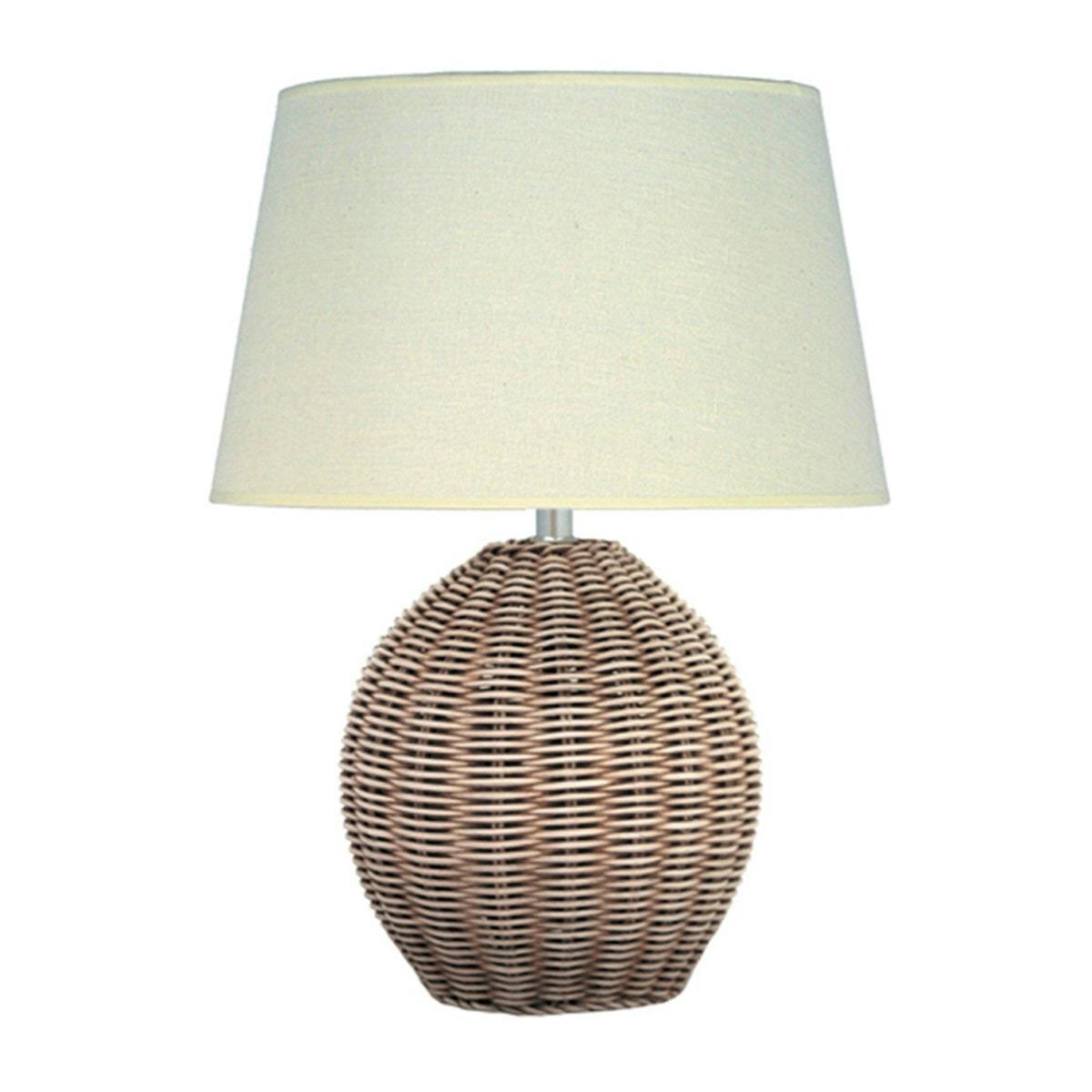 Antique Cream Wash Rattan and Cotton Club Shade Table Lamp £89