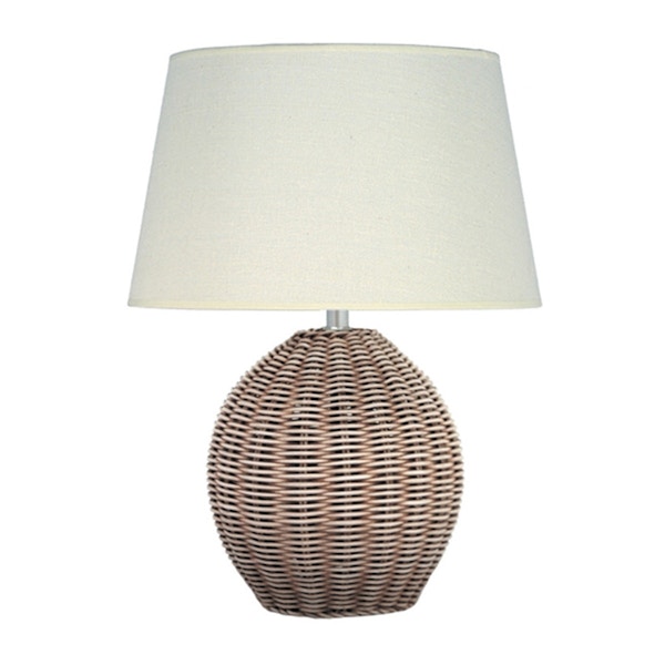 Antique Cream Wash Rattan and Cotton Club Shade Table Lamp £89