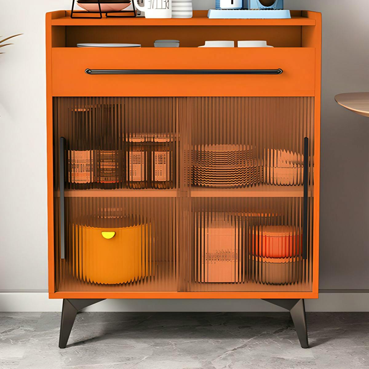 Litfad Scandinavian Wood Sideboard Credenza with Acrylic Doors and Drawers, £299.77